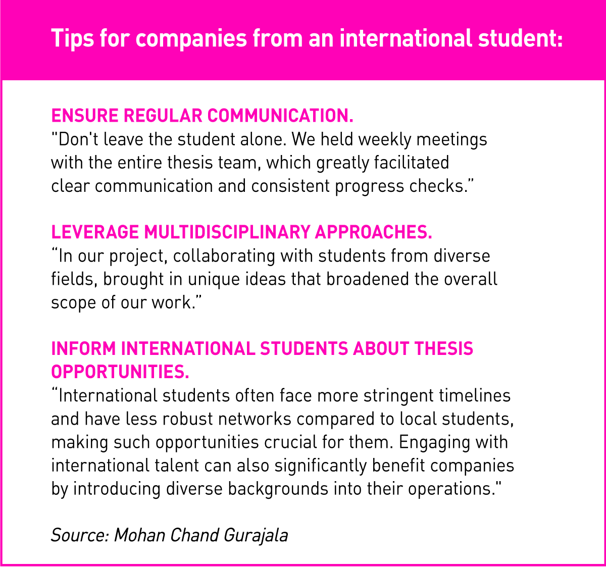 Tips from an international student for companies.